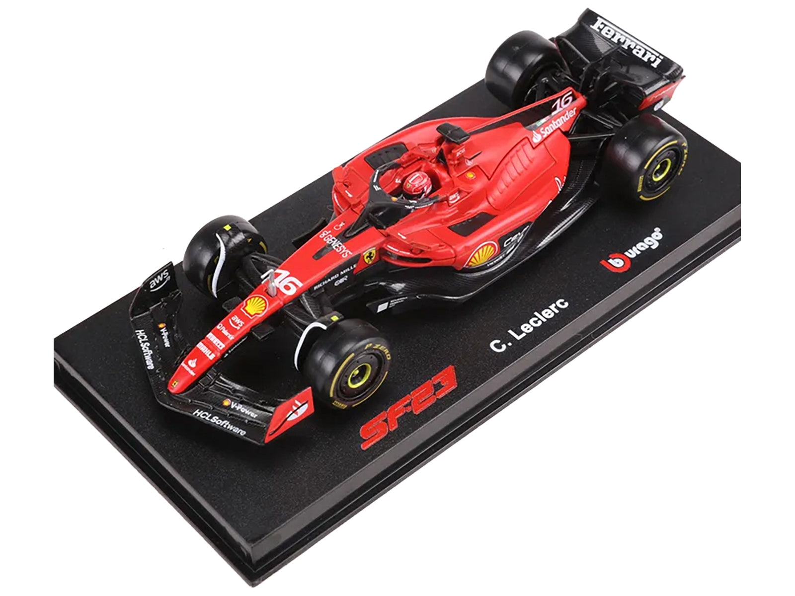 Ferrari SF-23 #16 Charles Leclerc "Formula One F1 World Championship" (2023) with Display Case "Formula Racing" Series 1/43 Diecast Model Car by Bburago Bburago