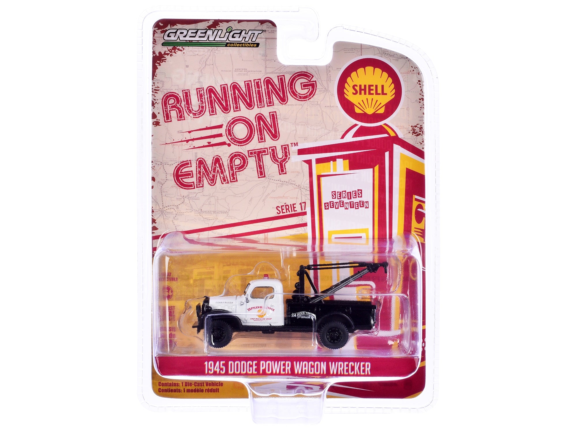 1945 Dodge Power Wagon Wrecker Tow Truck "Shell Oil" White and Black "Running on Empty" Series 17 1/64 Diecast Model Car by Greenlight Greenlight