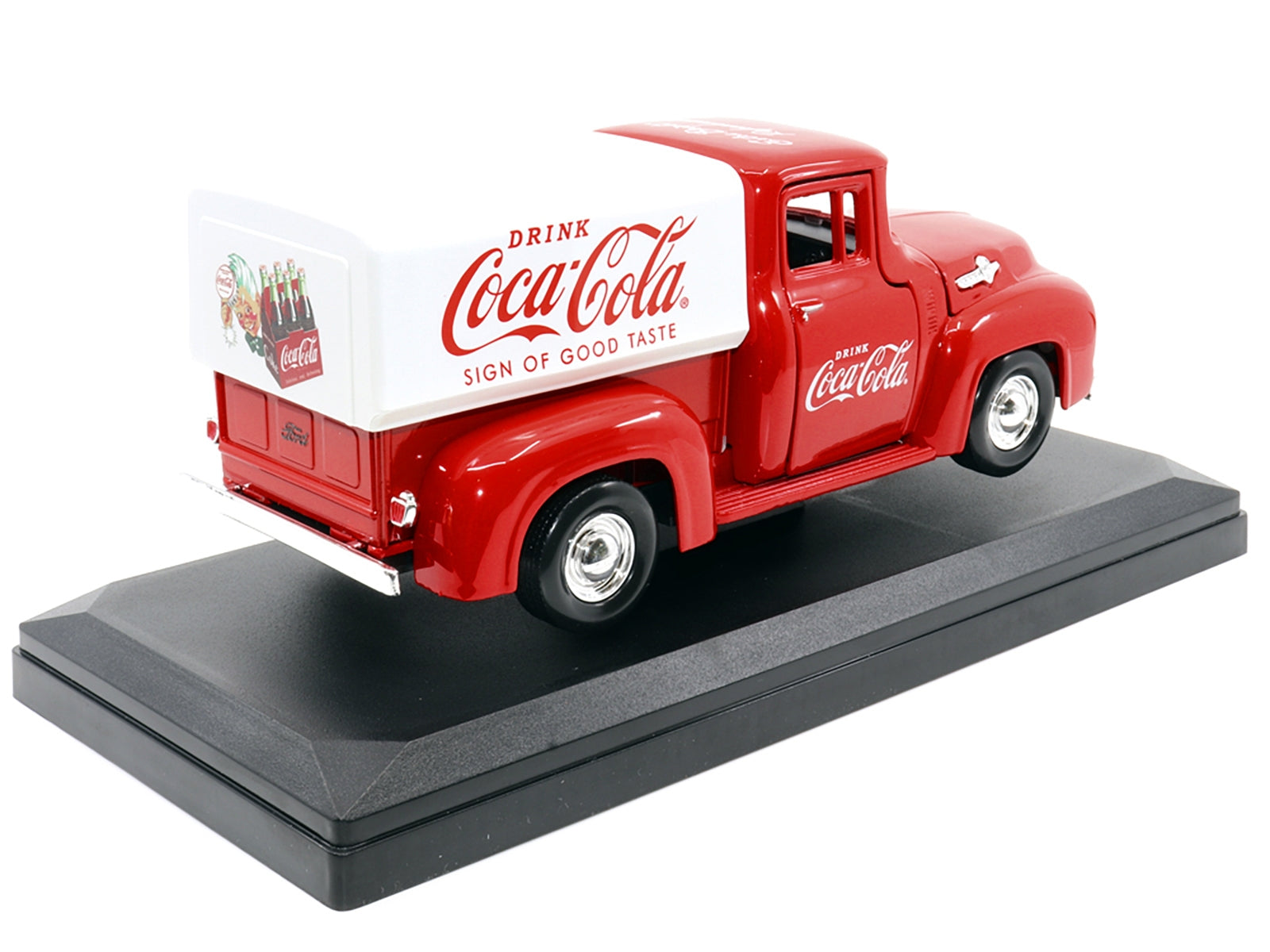 1955 Ford F-100 Pickup Truck Red with White Canopy "Drink Coca-Cola" 1/24 Diecast Model Car by Motor City Classics Motorcity Classics