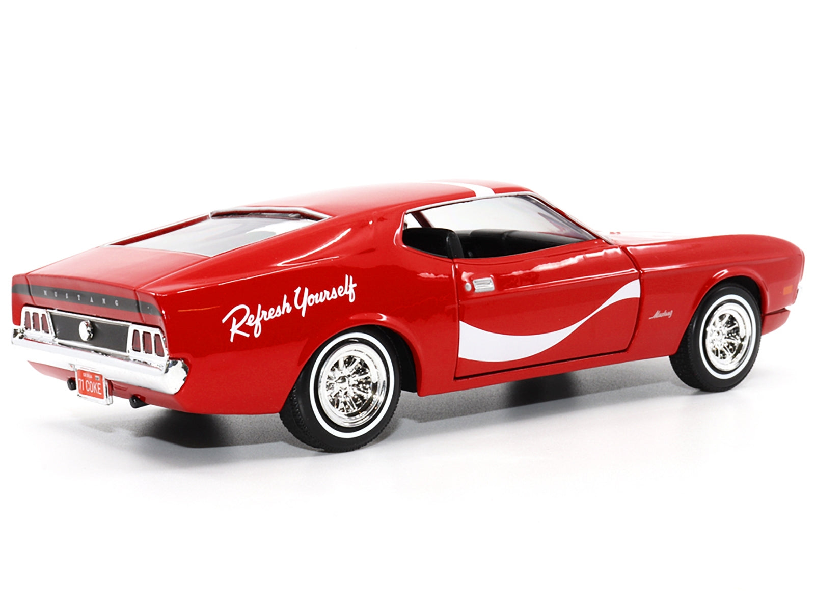 1971 Ford Mustang Sportsroof Red with White Stripes "Refresh Yourself - Coca-Cola" 1/24 Diecast Model Car by Motor City Classics Motorcity Classics