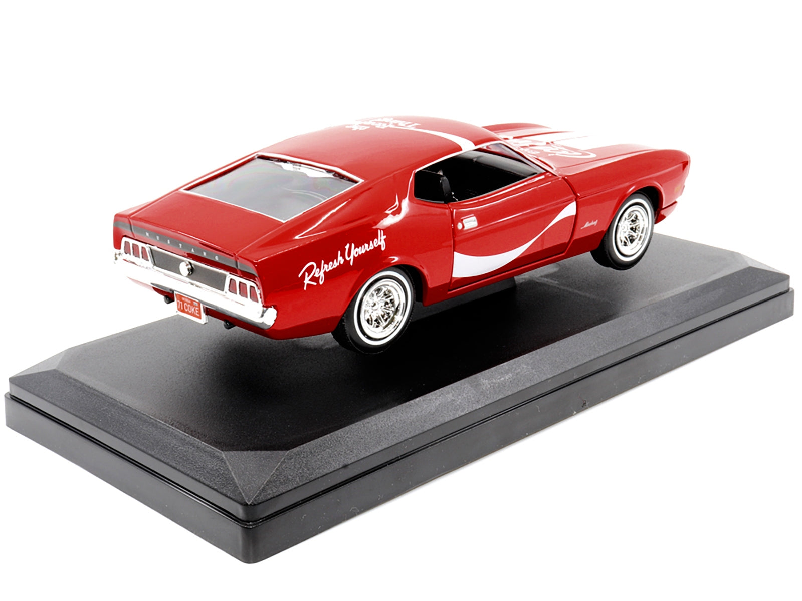 1971 Ford Mustang Sportsroof Red with White Stripes "Refresh Yourself - Coca-Cola" 1/24 Diecast Model Car by Motor City Classics Motorcity Classics