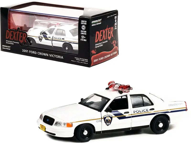 2001 Ford Crown Victoria Police Interceptor White "Pembroke Pines Police" "Dexter" (2006-2013) TV Series 1/43 Diecast Model Car by Greenlight - DREAMLAND DIE CAST