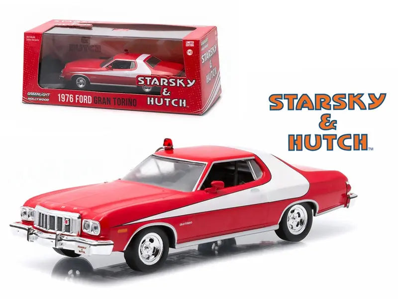 1976 Ford Gran Torino Red with White Stripe "Starsky and Hutch" (1975-1979) TV Series 1/43 Diecast Model Car by Greenlight Greenlight