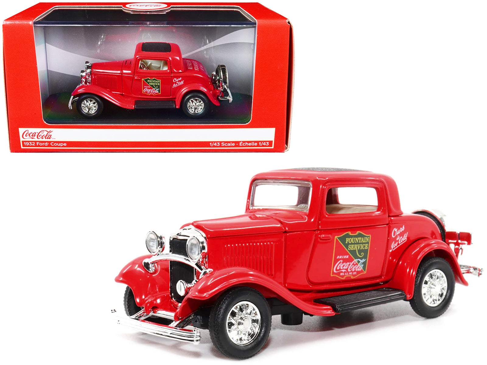 1932 Ford Coupe "Coca-Cola" Red with Black Top 1/43 Diecast Model Car by Motor City Classics Motorcity Classics