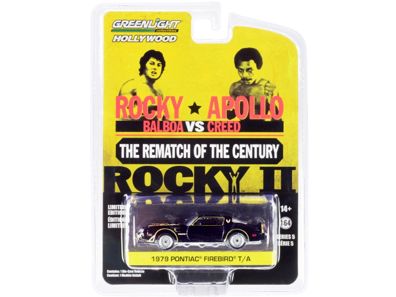 1979 Pontiac Firebird Trans Am T/A Black with Hood Bird "Rocky II" (1979) Movie "Hollywood Series" Release 5 1/64 Diecast Model Car by Greenlight Greenlight