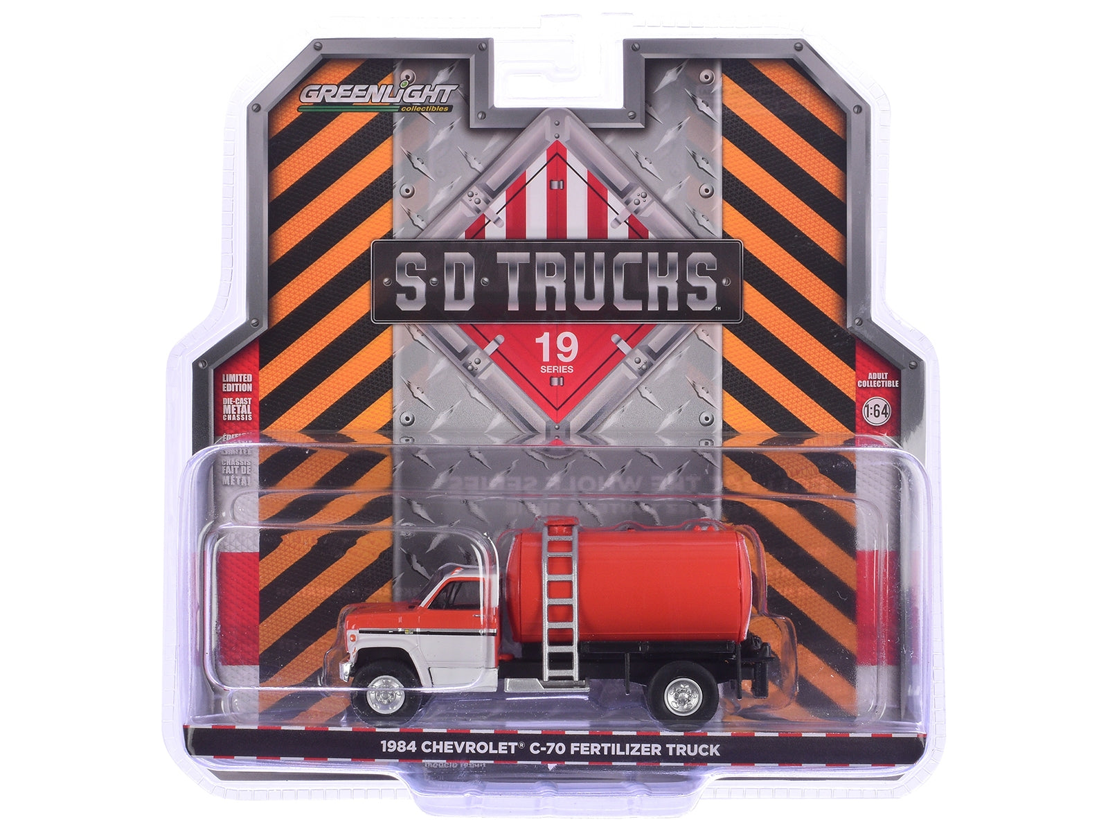 1984 Chevrolet C-70 Fertilizer Truck Red and White Cab with Red Tank "S.D. Trucks" Series 19 1/64 Diecast Model by Greenlight Greenlight