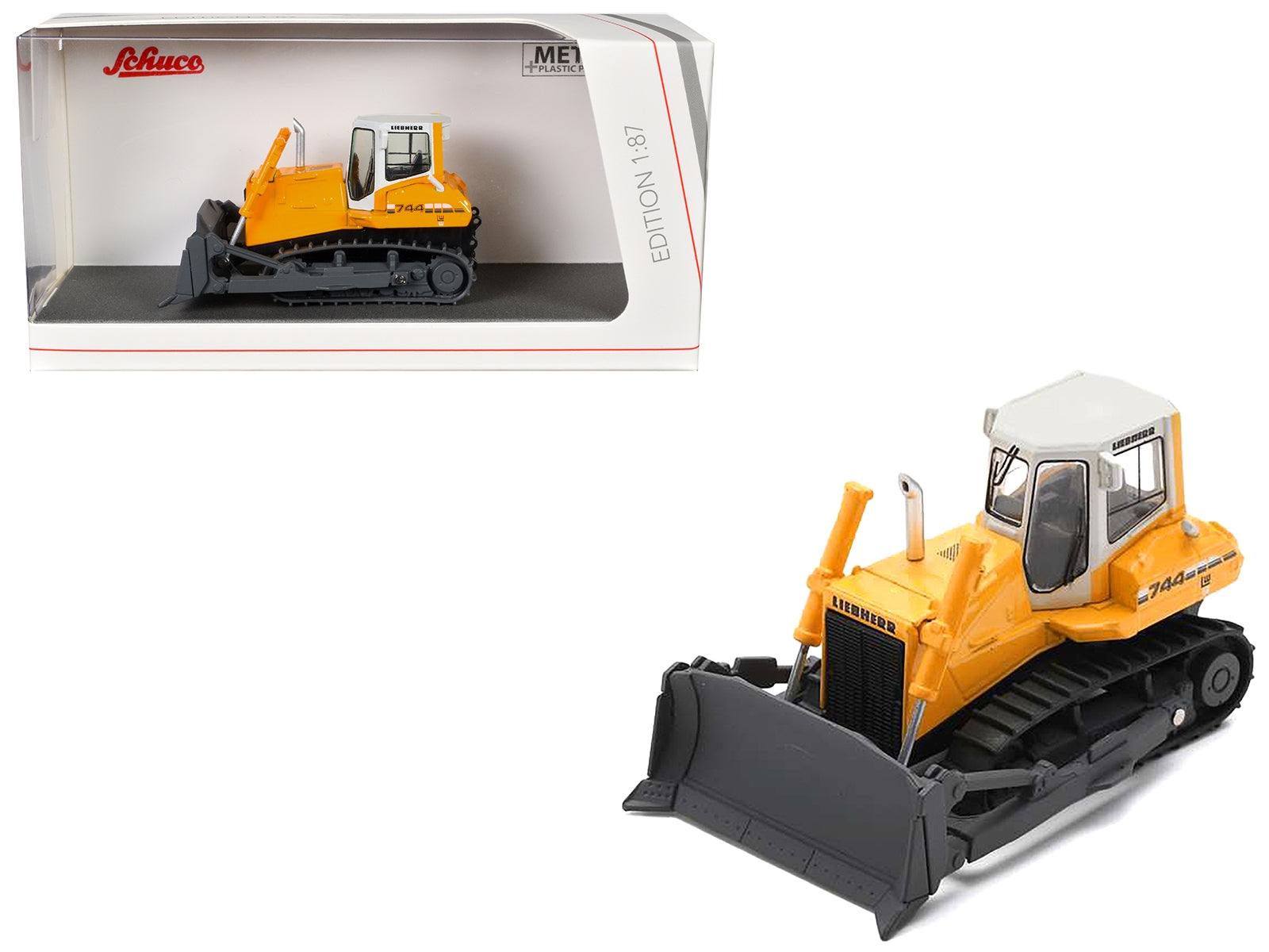 Liebherr PR 744 Bulldozer Yellow with White Top 1/87 (HO) Diecast Model Car by Schuco Schuco