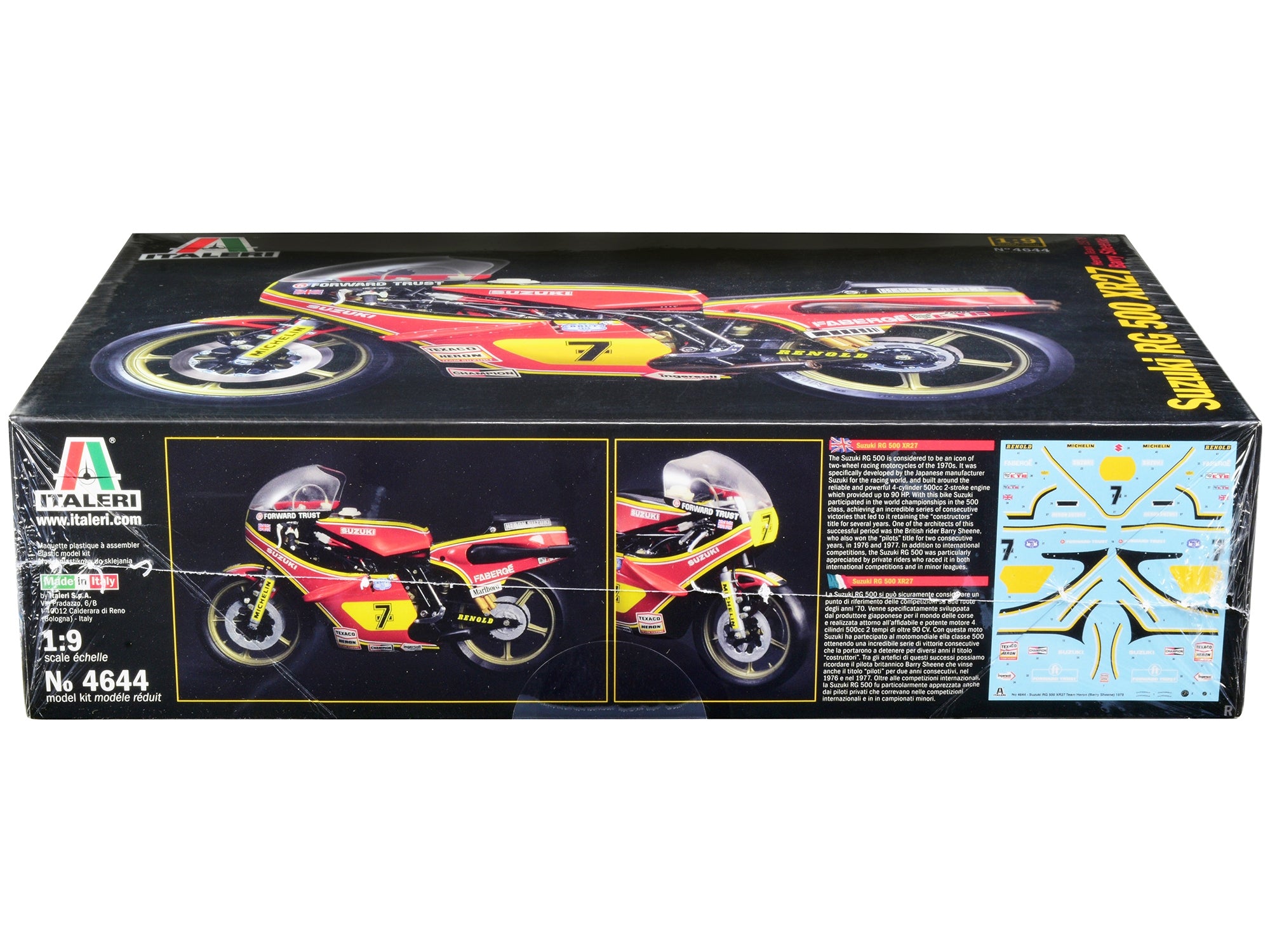 Skill 5 Model Kit Suzuki RG 500 XR27 Motorcycle #7 Barry Sheene "Heron Team" (1978) 1/9 Scale Model by Italeri Italeri