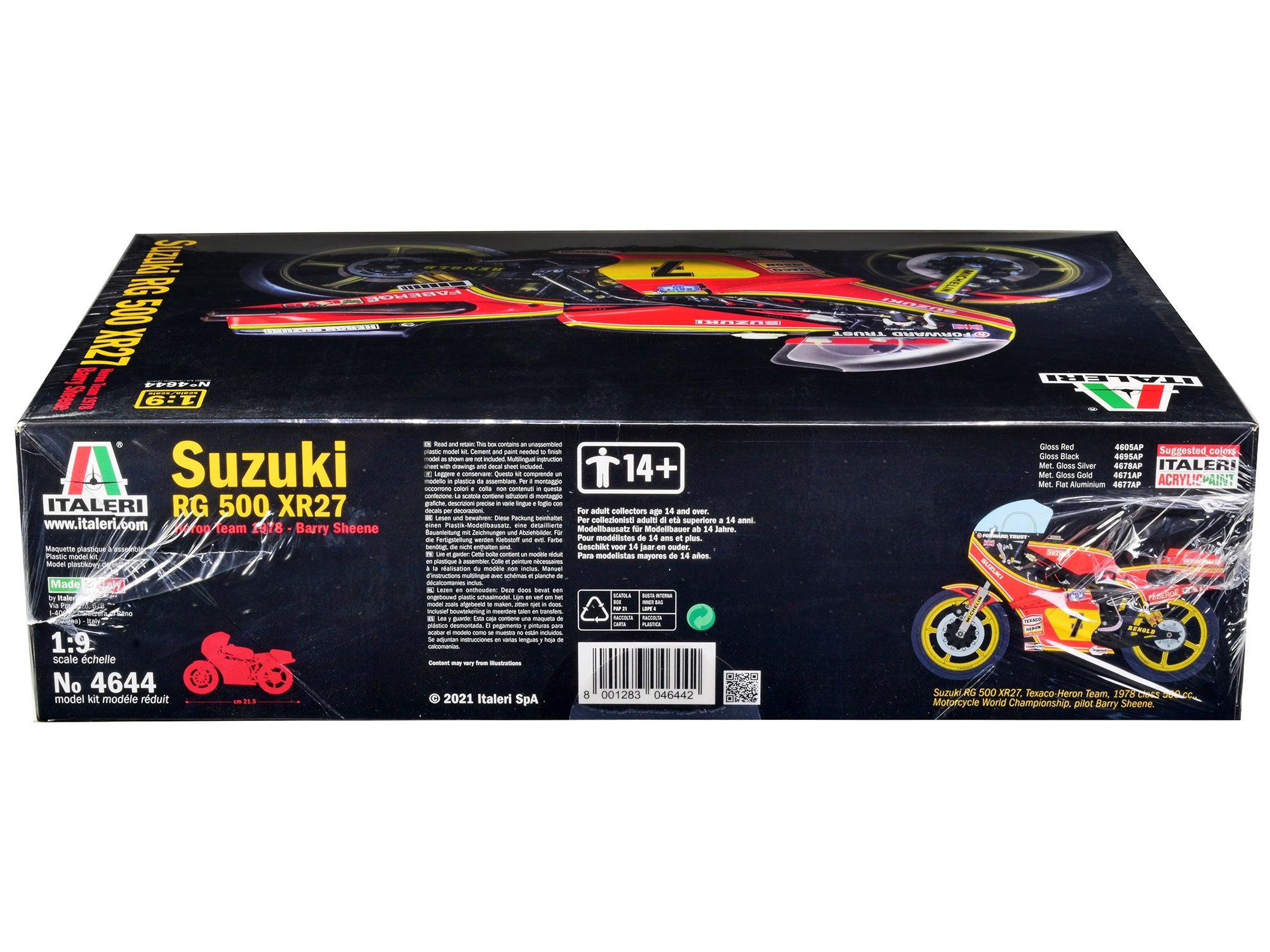 Skill 5 Model Kit Suzuki RG 500 XR27 Motorcycle #7 Barry Sheene "Heron Team" (1978) 1/9 Scale Model by Italeri Italeri