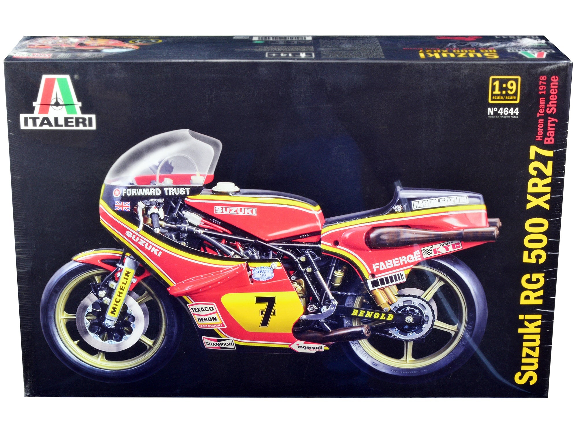 Skill 5 Model Kit Suzuki RG 500 XR27 Motorcycle #7 Barry Sheene "Heron Team" (1978) 1/9 Scale Model by Italeri Italeri