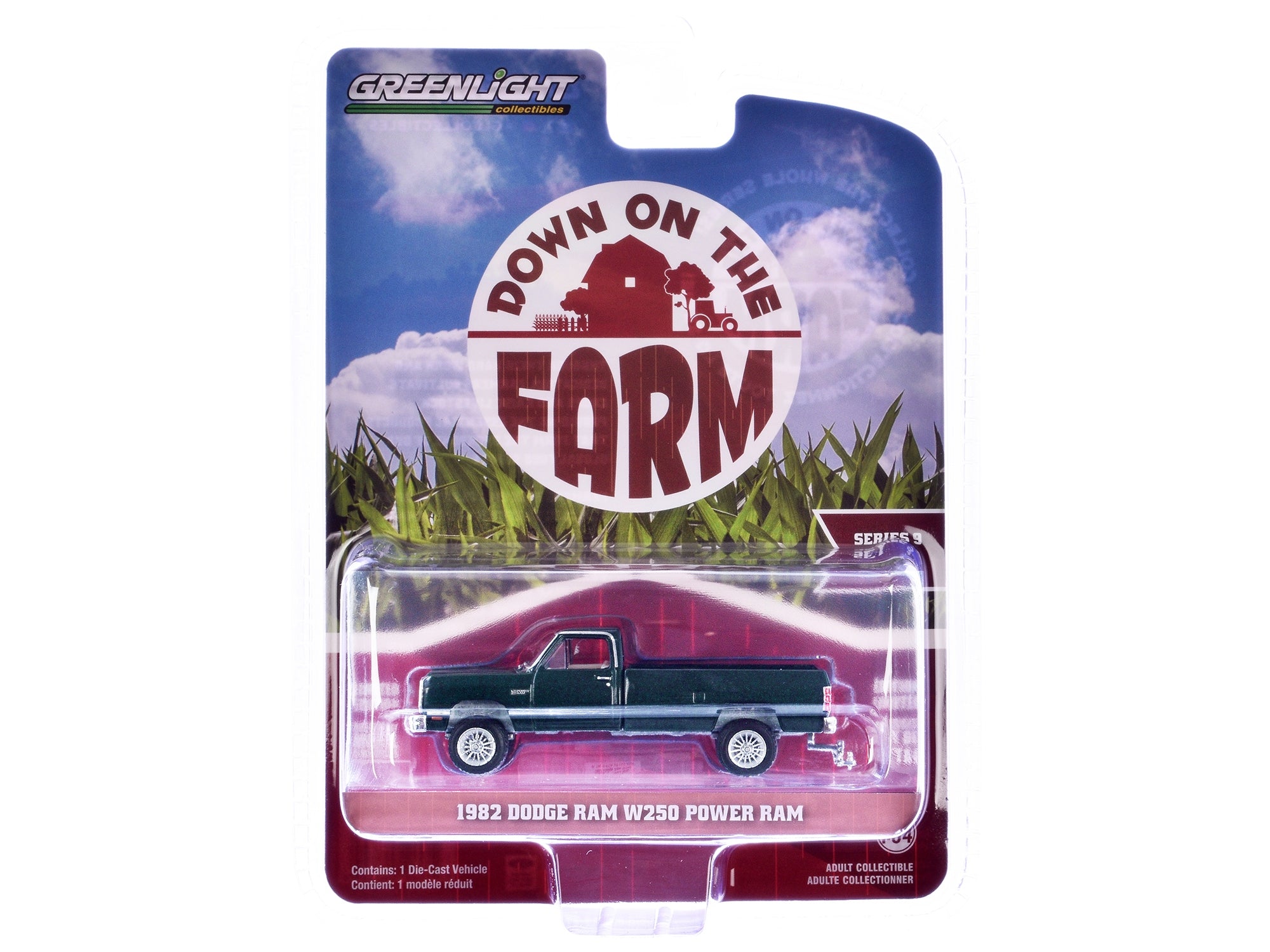 1982 Dodge Ram W250 Power Ram Pickup Truck Seaspray Green Metallic "Down on the Farm" Series 9 1/64 Diecast Model by Greenlight Greenlight