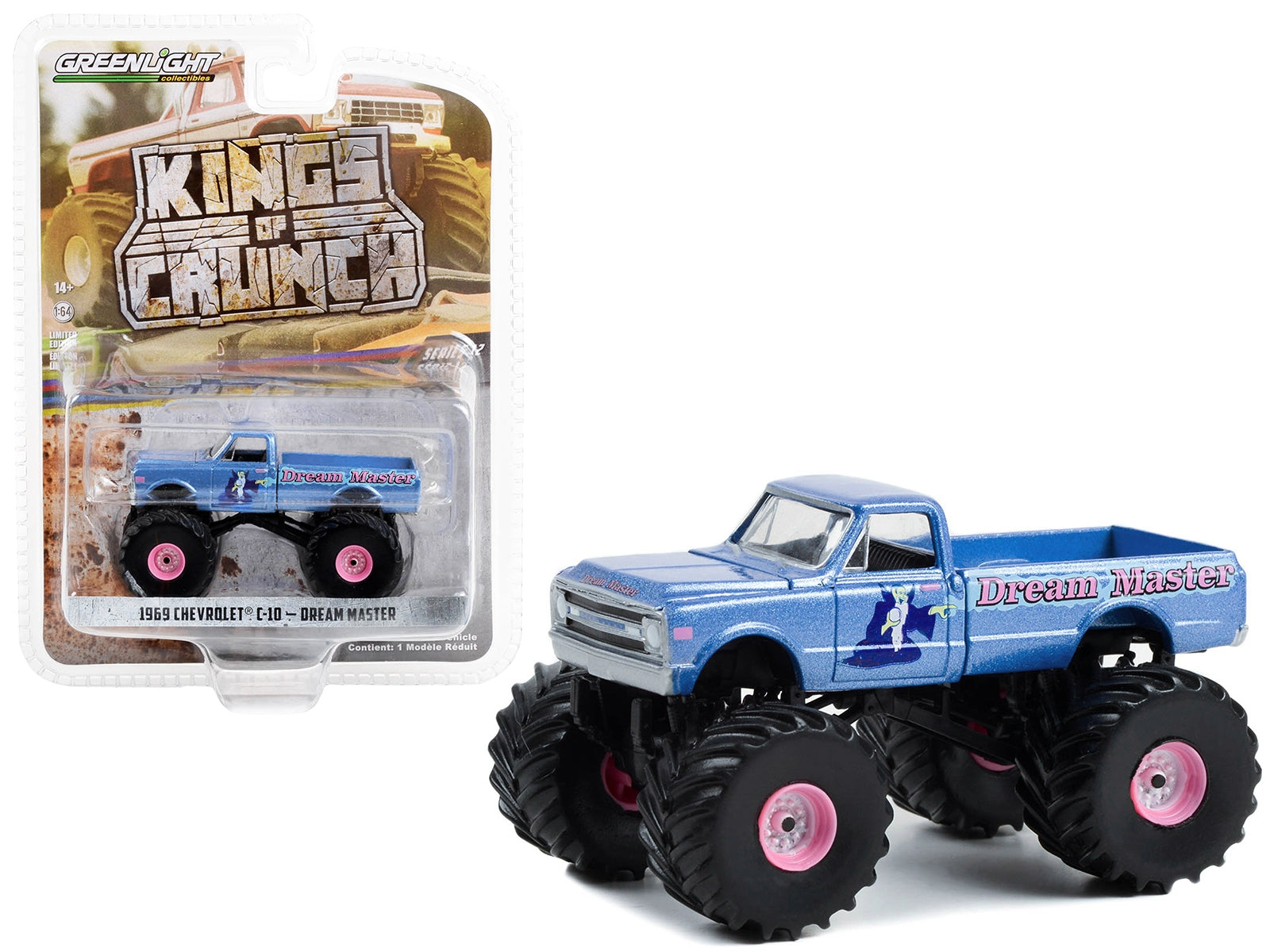 1969 Chevrolet C-10 Monster Truck Blue Metallic "Dream Master" "Kings of Crunch" Series 12 1/64 Diecast Model Car by Greenlight Greenlight