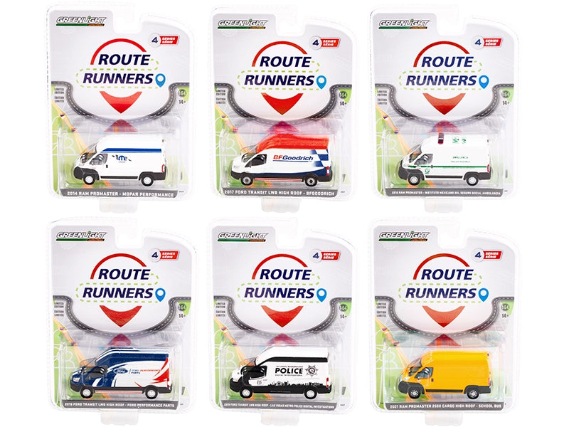 "Route Runners" Set of 6 Vans Series 4 1/64 Diecast Model Cars by Greenlight Greenlight