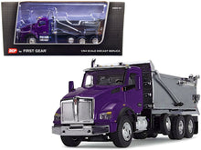 Load image into Gallery viewer, Kenworth T880 Day Cab with Rogue Transfer Dump Body Truck Purple and Chrome 1/64 Diecast Model by DCP/First Gear First Gear
