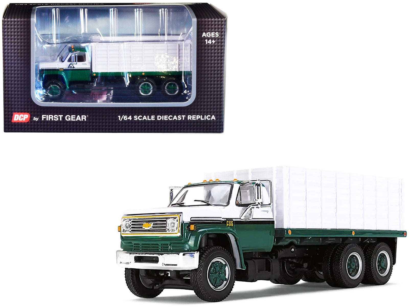 1970s Chevrolet C65 Grain Truck Green and White 1/64 Diecast Model by DCP/First Gear First Gear