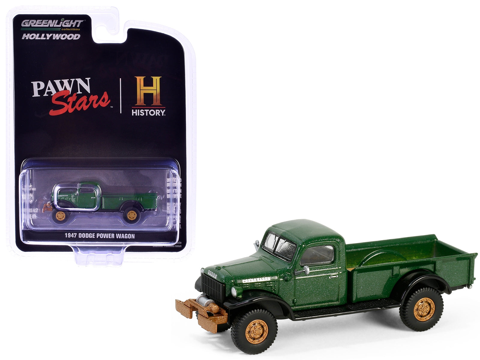 1947 Dodge Power Wagon Pickup Truck Green Metallic and Black "Pawn Stars" (2009-Current) TV Series "Hollywood Series" Release 42 1/64 Diecast Model Car by Greenlight Greenlight