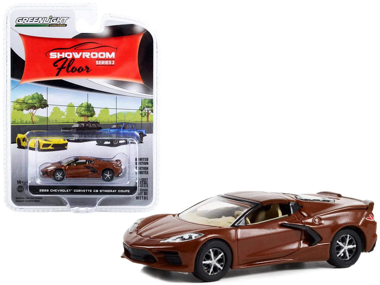 2022 Chevrolet Corvette C8 Stingray Coupe Caffeine Brown Metallic "Showroom Floor" Series 2 1/64 Diecast Model Car by Greenlight Greenlight