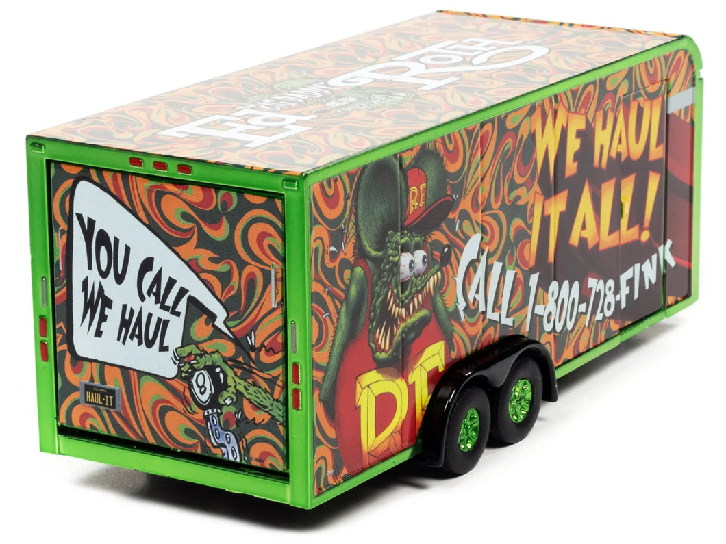 4-Wheel Enclosed Car Trailer Green with Graphics 