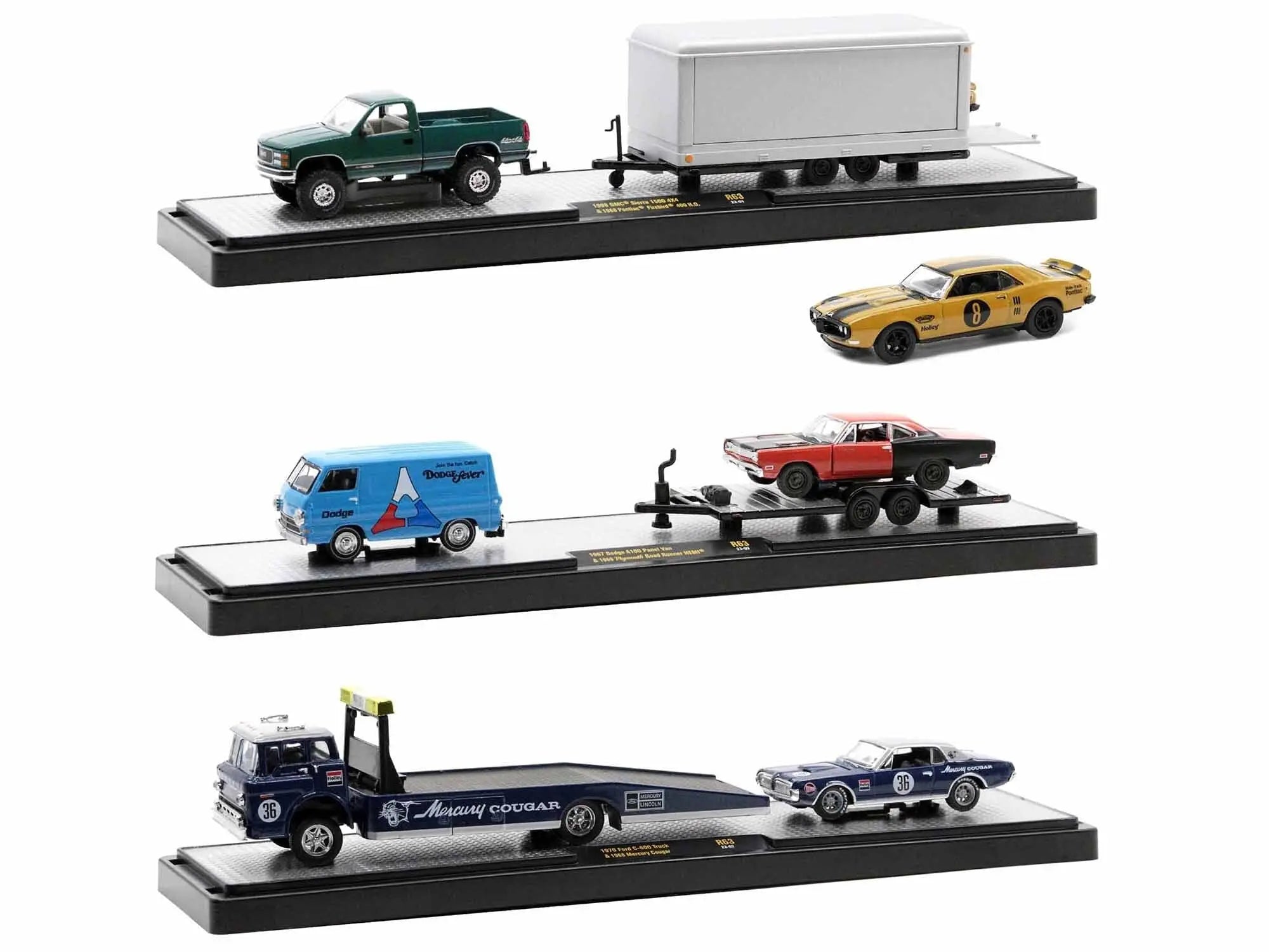 Auto Haulers Set of 3 Trucks Release 63 Limited Edition to 8400 pieces Worldwide 1/64 Diecast Models by M2 Machines M2