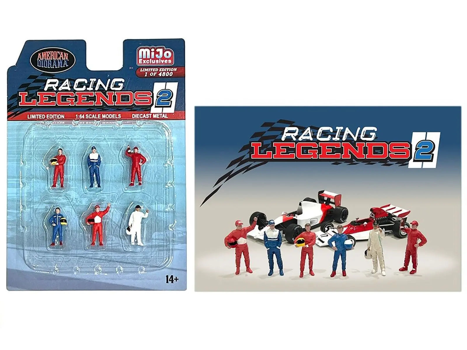 "Racing Legends 2" 6 piece Diecast Set (6 Driver Figures) Limited Edition to 4800 pieces Worldwide for 1/64 Scale Models by American Diorama American Diorama