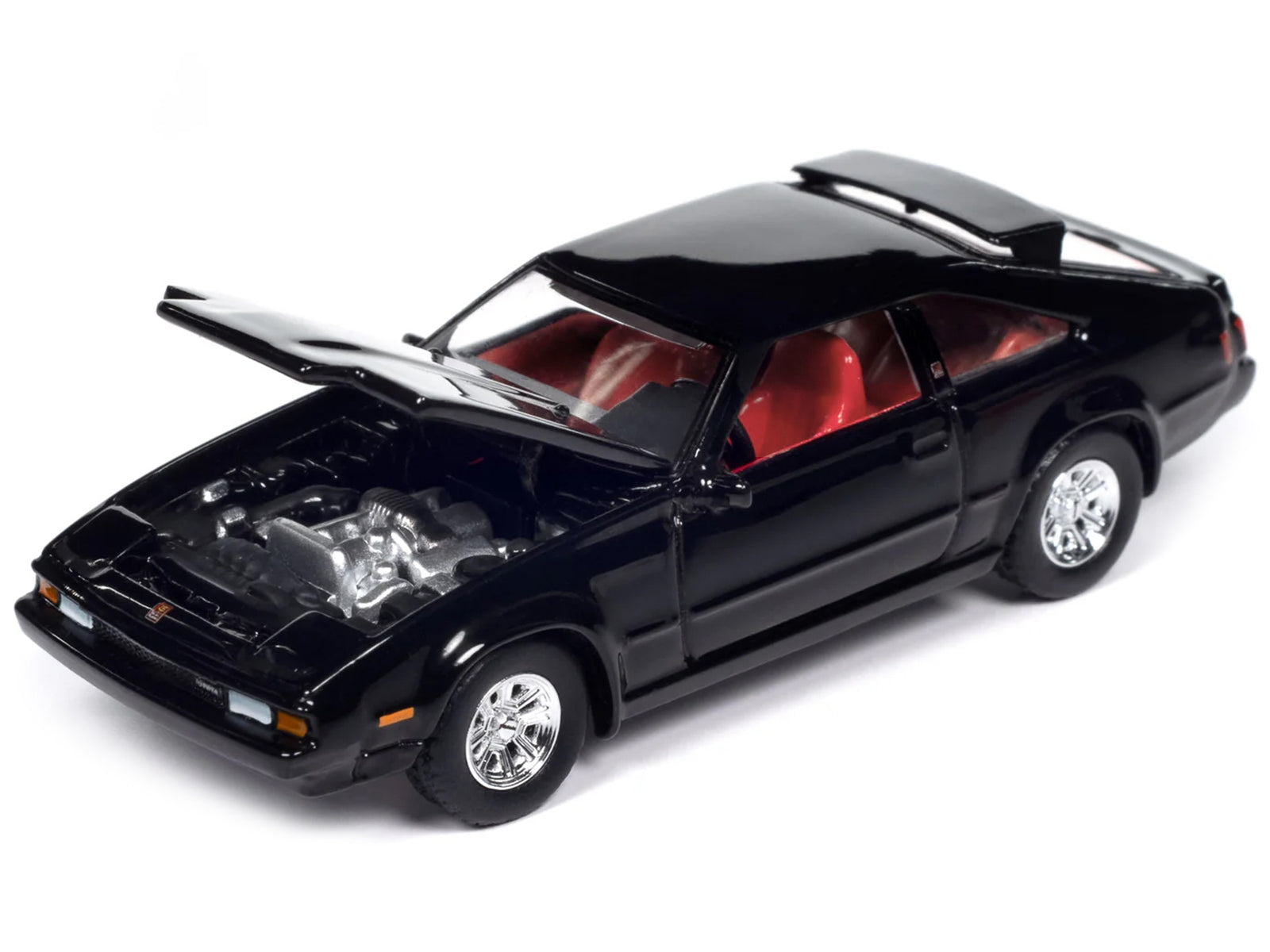 1983 Toyota Celica Supra Black with Red Interior "Import Legends" Series 1/64 Diecast Model Car by Auto World Autoworld