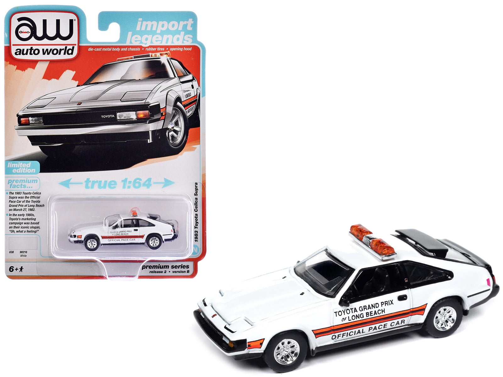 1983 Toyota Celica Supra "Toyota Grand Prix of Long Beach Official Pace Car" White "Import Legends" Series 1/64 Diecast Model Car by Auto World Autoworld