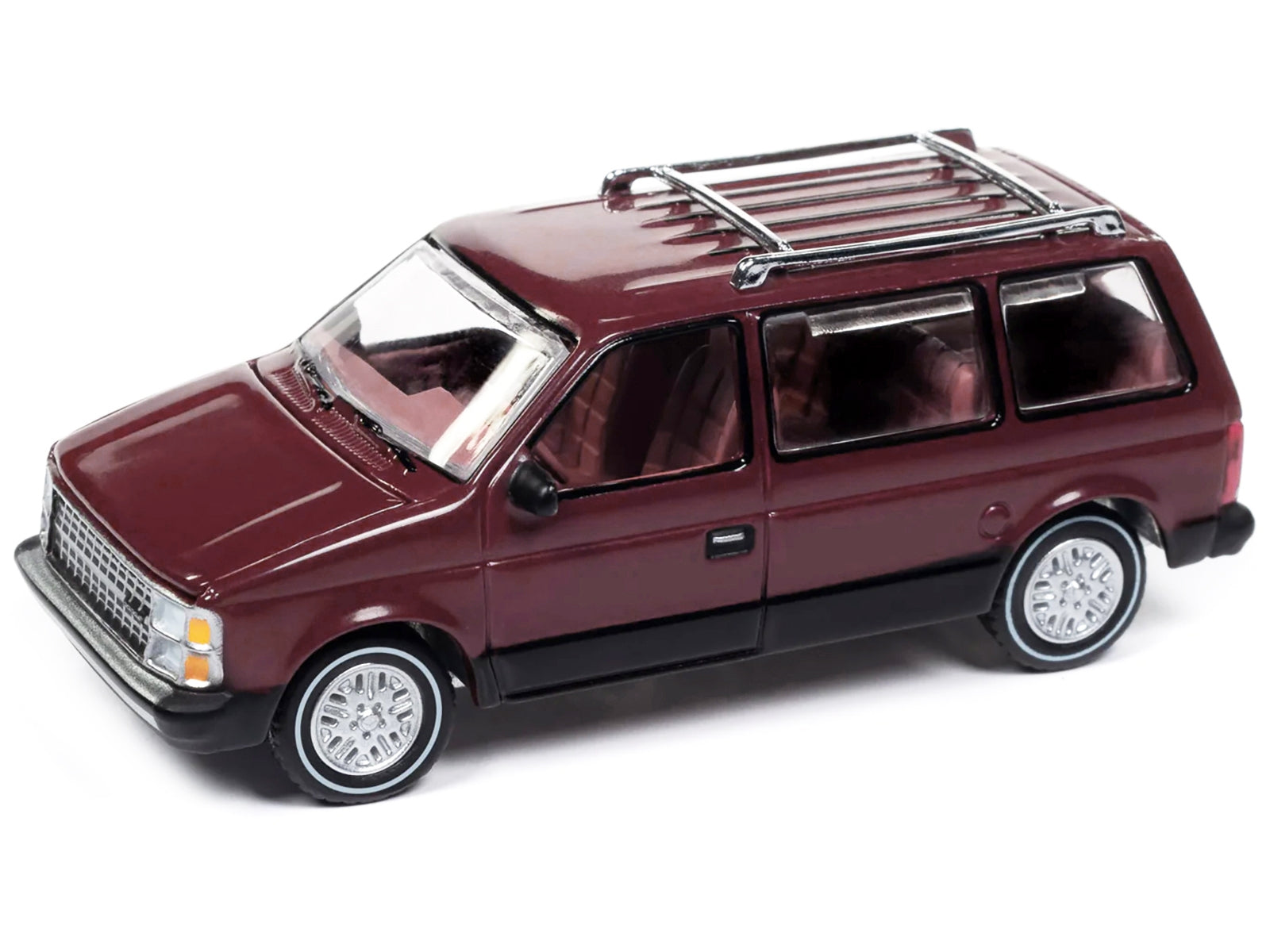 1985 Dodge Caravan Van Crimson Red and Black "Mighty Minivans" Series 1/64 Diecast Model Car by Auto World Autoworld