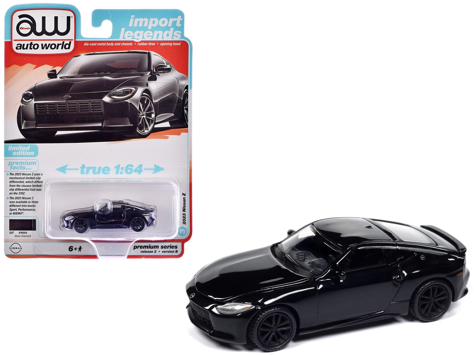 2023 Nissan Z Black Diamond "Import Legends" Series 1/64 Diecast Model Car by Auto World Autoworld