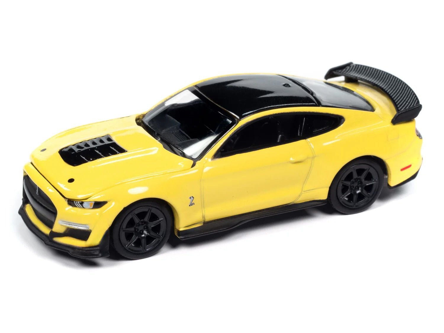 2021 Ford Mustang Shelby GT500 Carbon Fiber Track Pack Grabber Yellow with Black Top "Modern Muscle" Series 1/64 Diecast Model Car by Auto World Autoworld