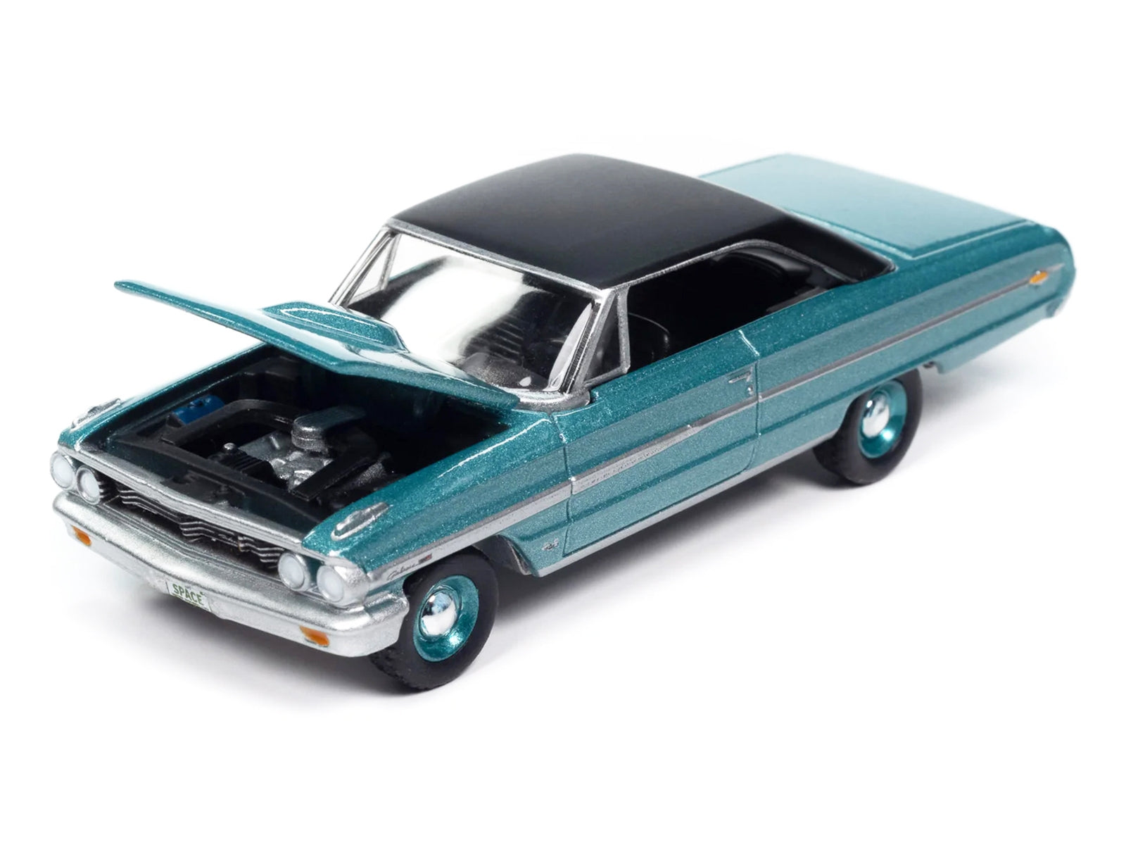 1964 Ford Galaxie 500 XL Dynasty Green Metallic with Black Top "Vintage Muscle" Series 1/64 Diecast Model Car by Auto World Autoworld