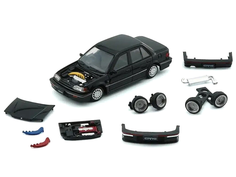 Honda Civic EF2 RHD (Right Hand Drive) Black with Accessories 1/64 Diecast Model Car by BM Creations BM Creations