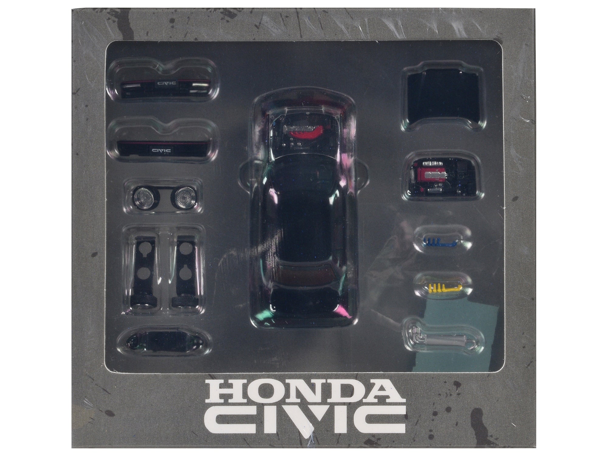 Honda Civic EF2 RHD (Right Hand Drive) Black with Accessories 1/64 Diecast Model Car by BM Creations BM Creations