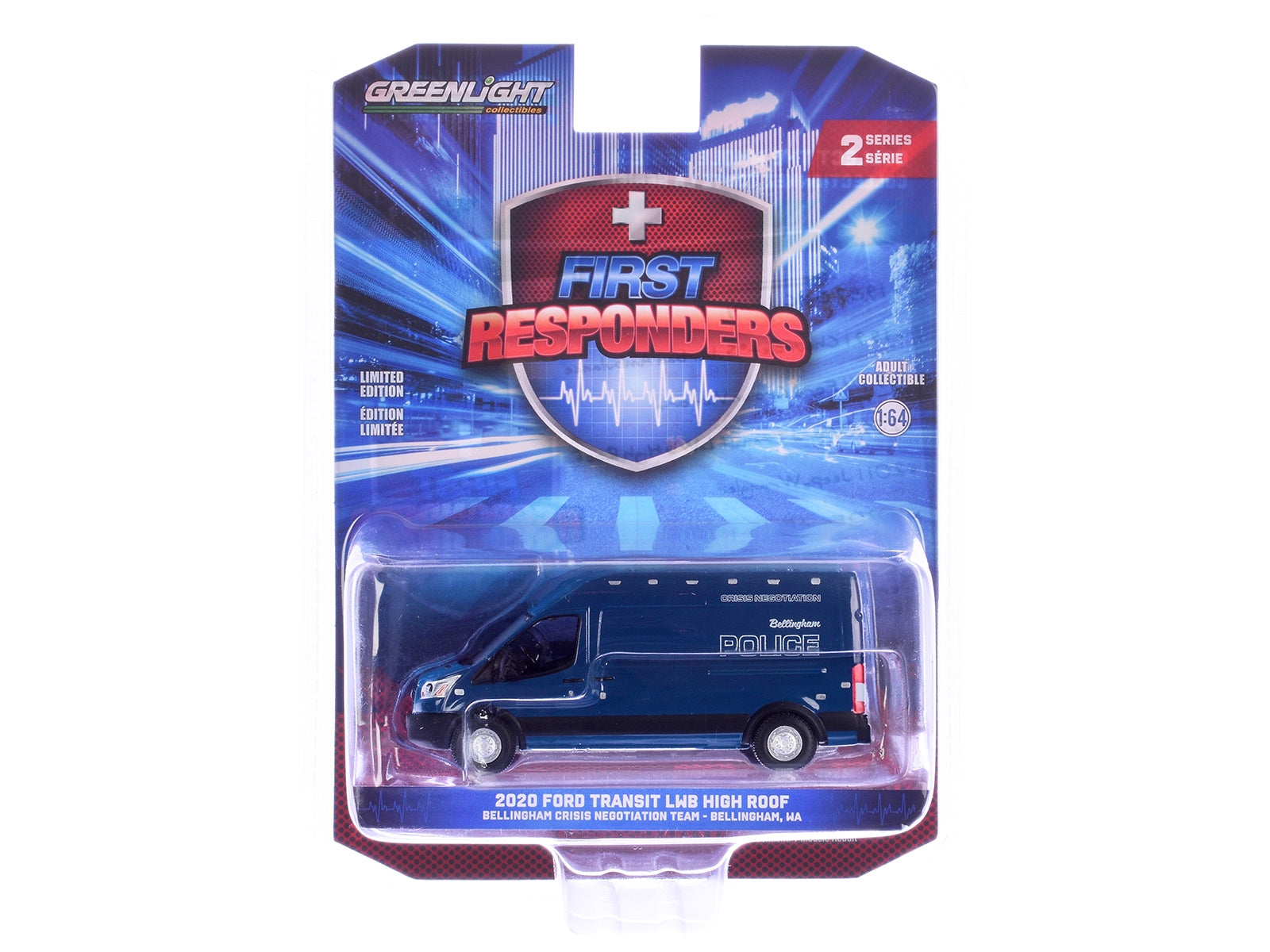 2020 Ford Transit LWB High Roof Van "Bellingham Police Crisis Negotiation Team Bellingham Washington" Dark Blue "First Responders" Series 2 1/64 Diecast Model Car by Greenlight Greenlight