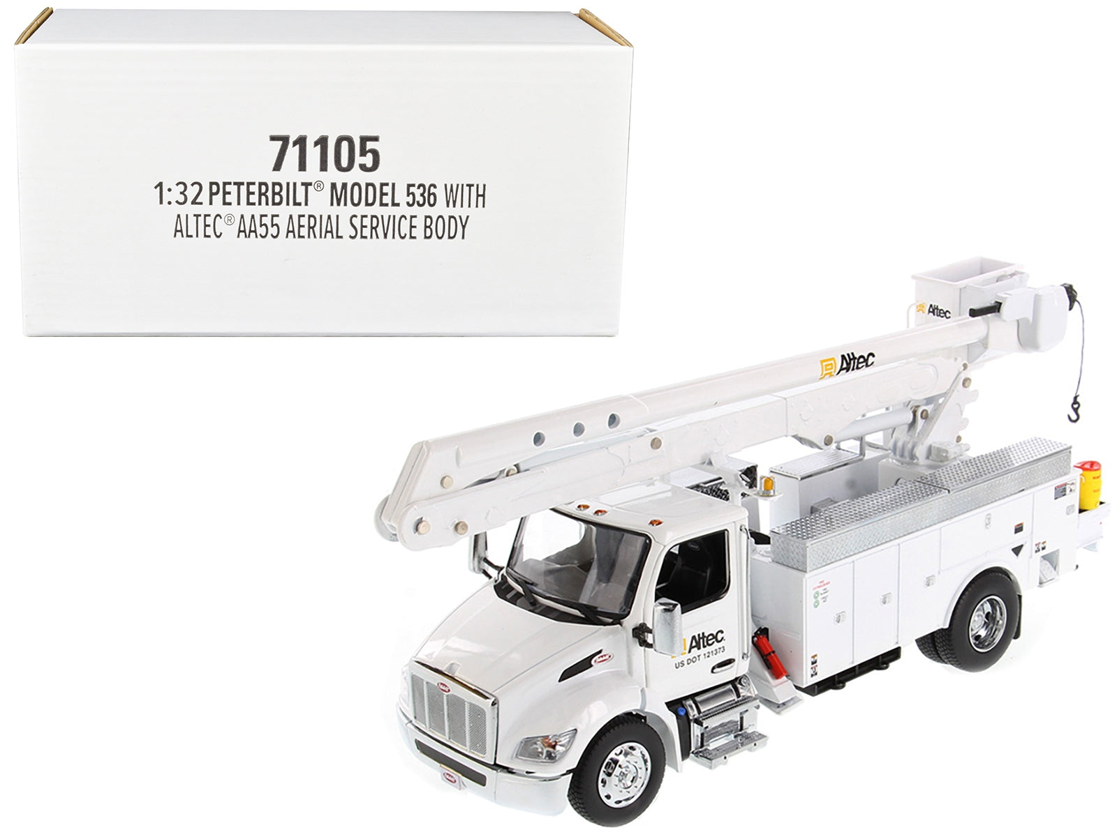 Peterbilt 536 Truck with Altec AA55 Aerial Service Body White "Transport Series" 1/32 Diecast Model by Diecast Masters Diecast Masters