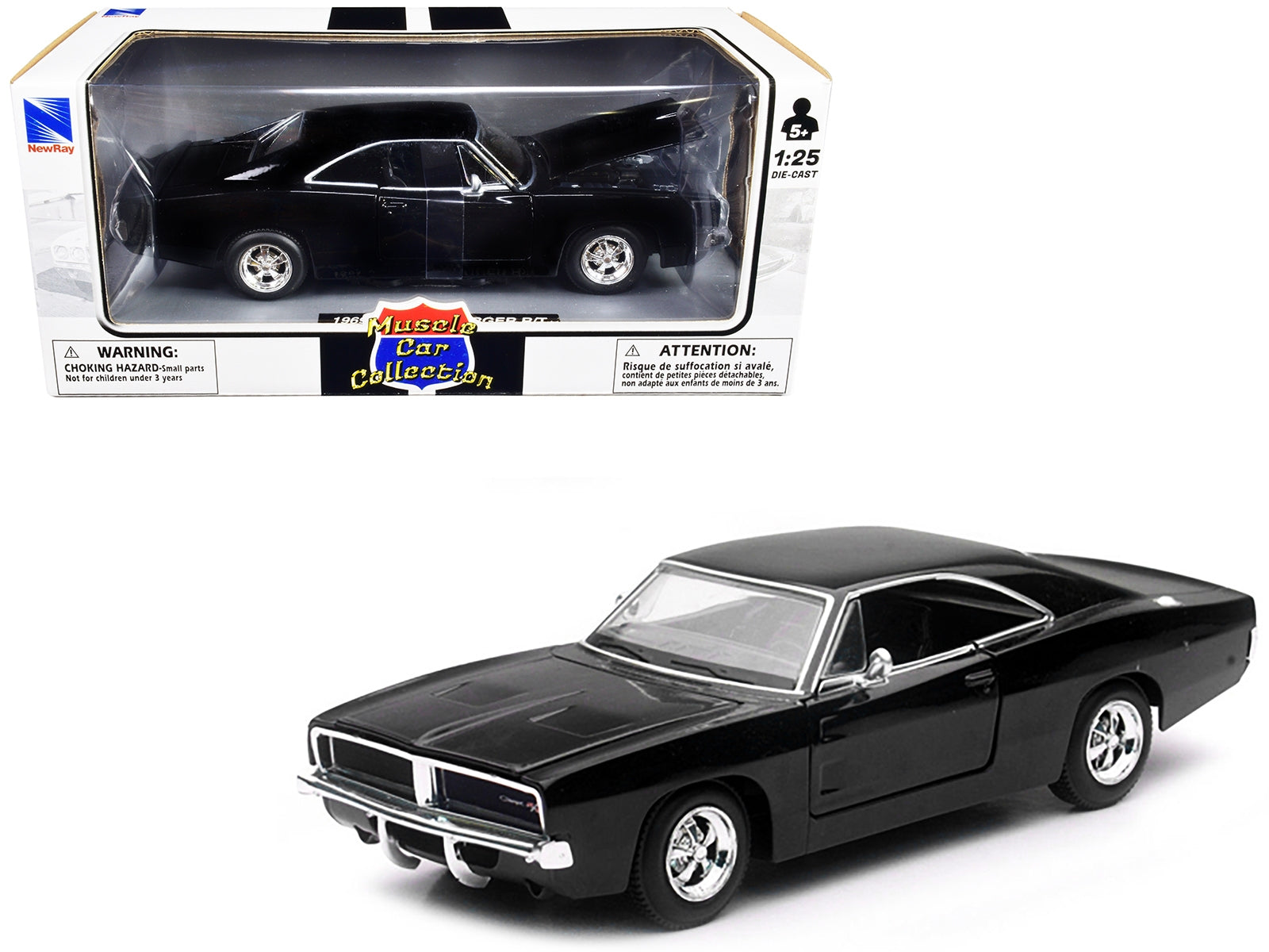 1969 Dodge Charger R/T Black "Muscle Car Collection" 1/25 Diecast Model Car by New Ray New Ray