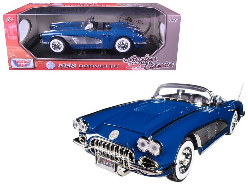 1958 Chevrolet Corvette Turquoise Timeless Classics 1/18 Diecast Model Car by Motormax Motormax