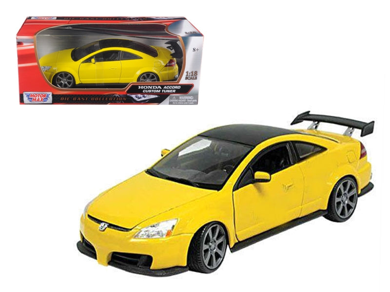 2003 Honda Accord Custom Tuner Yellow 1/18 Diecast Model Car by Motormax Motormax