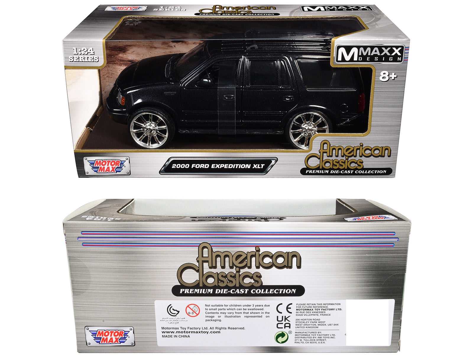 2000 Ford Expedition XLT Black Metallic "Maxx Design" "American Classics" Series 1/24 Diecast Model Car by Motormax Motormax