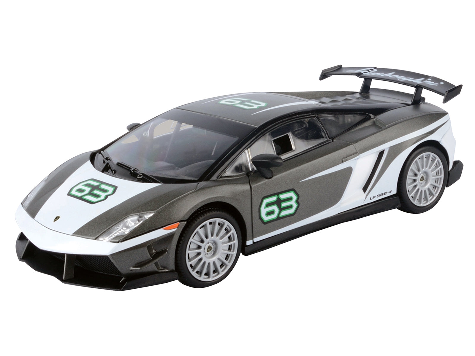 Lamborghini Gallardo LP 560-4 Super Trofeo #63 Gray Metallic and White "GT Racing" Series 1/24 Diecast Model Car by Motormax Motormax