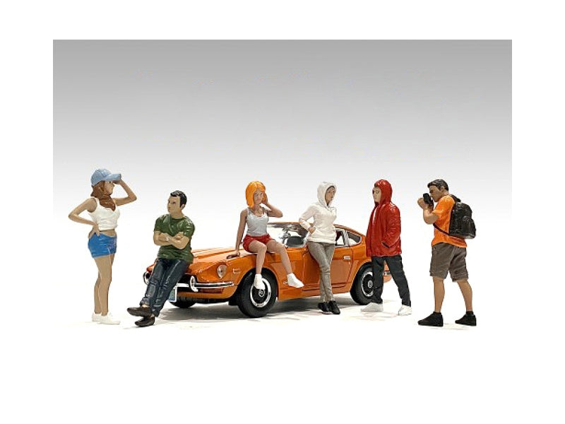 "Car Meet 2" 6 piece Figurine Set for 1/18 Scale Models by American Diorama American Diorama