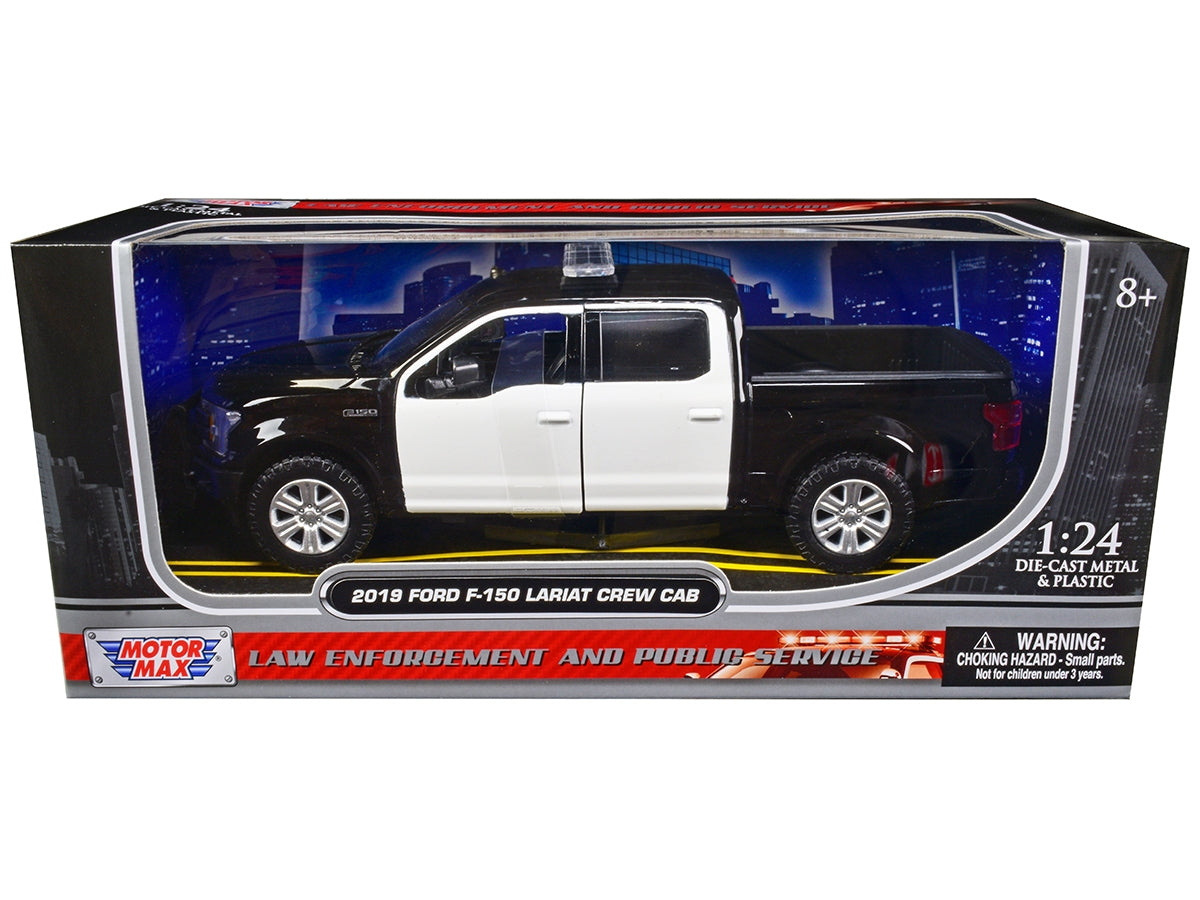 2019 Ford F-150 Lariat Crew Cab Pickup Truck Unmarked Plain Black and White "Law Enforcement and Public Service" Series 1/24 Diecast Model Car by Motormax Motormax