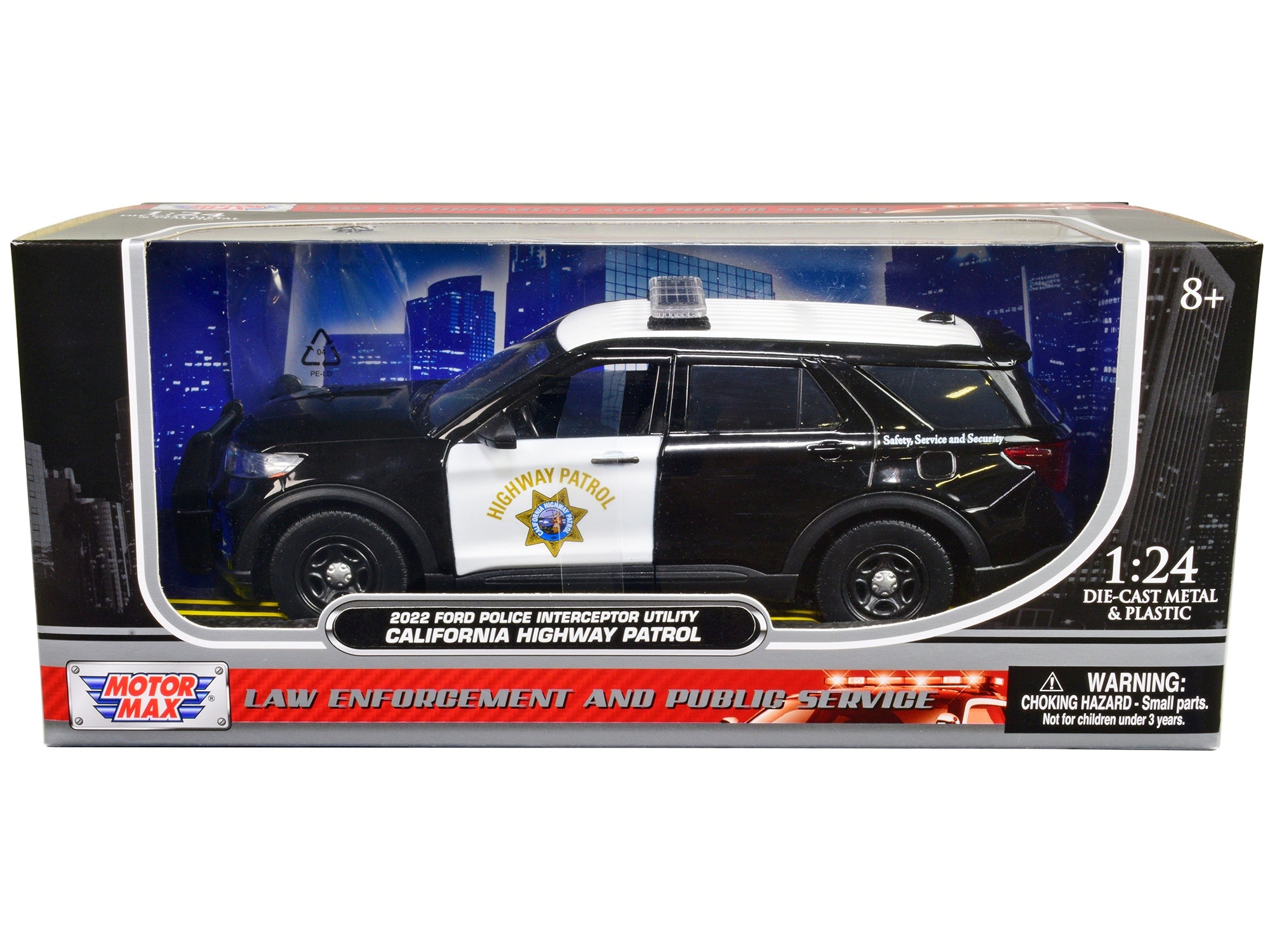 2022 Ford Police Interceptor Utility "California Highway Patrol" Black and White 1/24 Diecast Model Car by Motormax Motormax