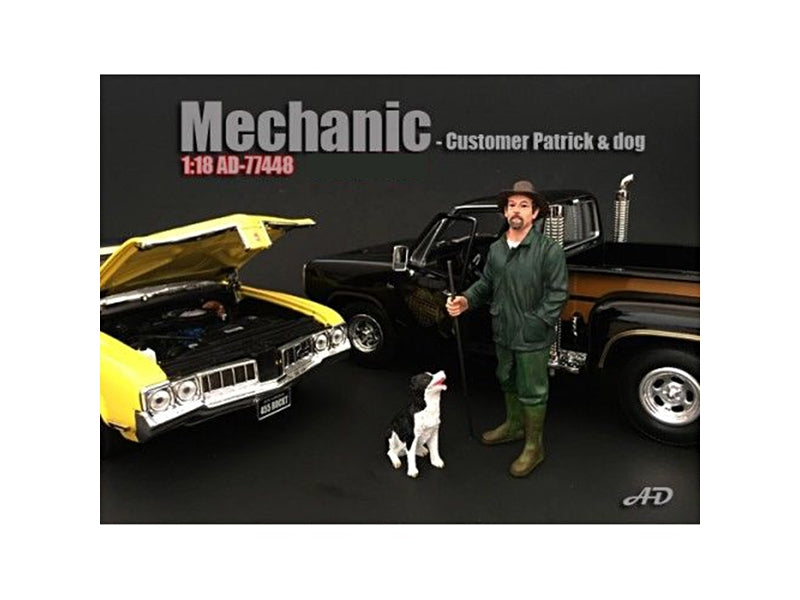 Customer Patrick and a Dog Figurine / Figure For 1:18 Models by American Diorama American Diorama