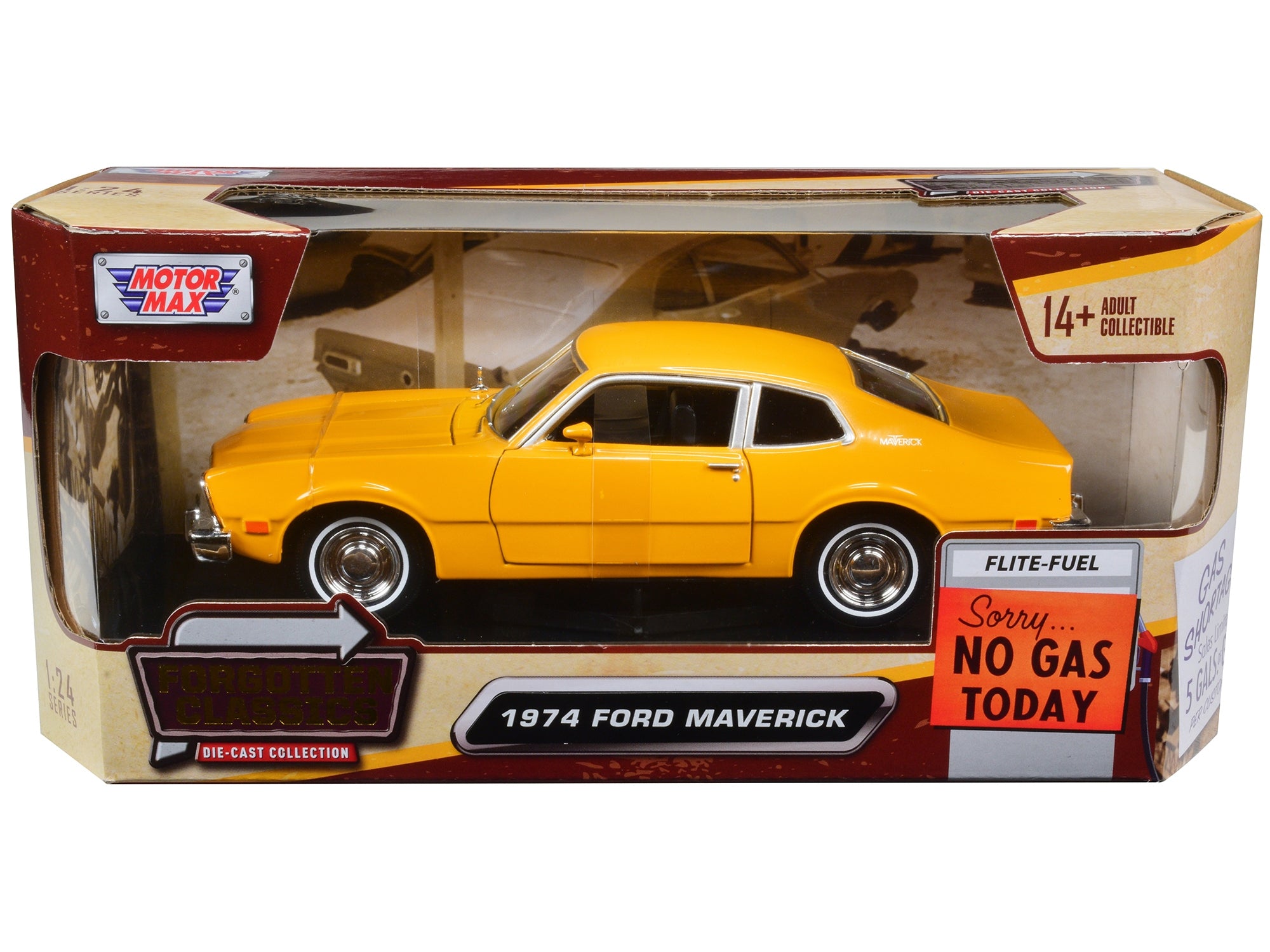 1974 Ford Maverick Yellow "Forgotten Classics" 1/24 Diecast Model Car by Motormax Motormax