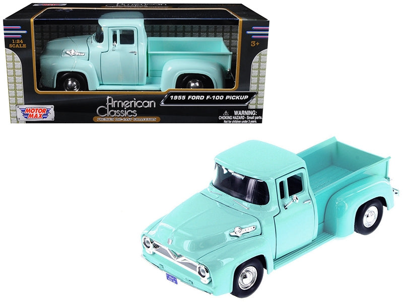 1955 Ford F-100 Pickup Truck Light Green 1/24 Diecast Model Car by Motormax Motormax