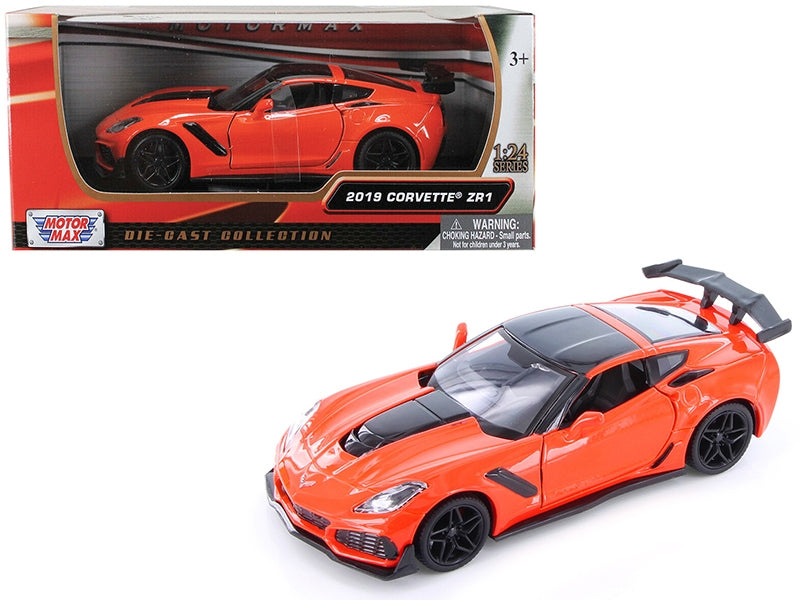 2019 Chevrolet Corvette ZR1 Orange with Black Accents 1/24 Diecast Model Car by Motormax Motormax