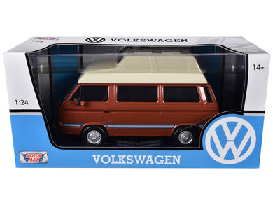 Volkswagen Type 2 (T3) Camper Van Brown Metallic with Cream Top 1/24 Diecast Model Car by Motormax Motormax