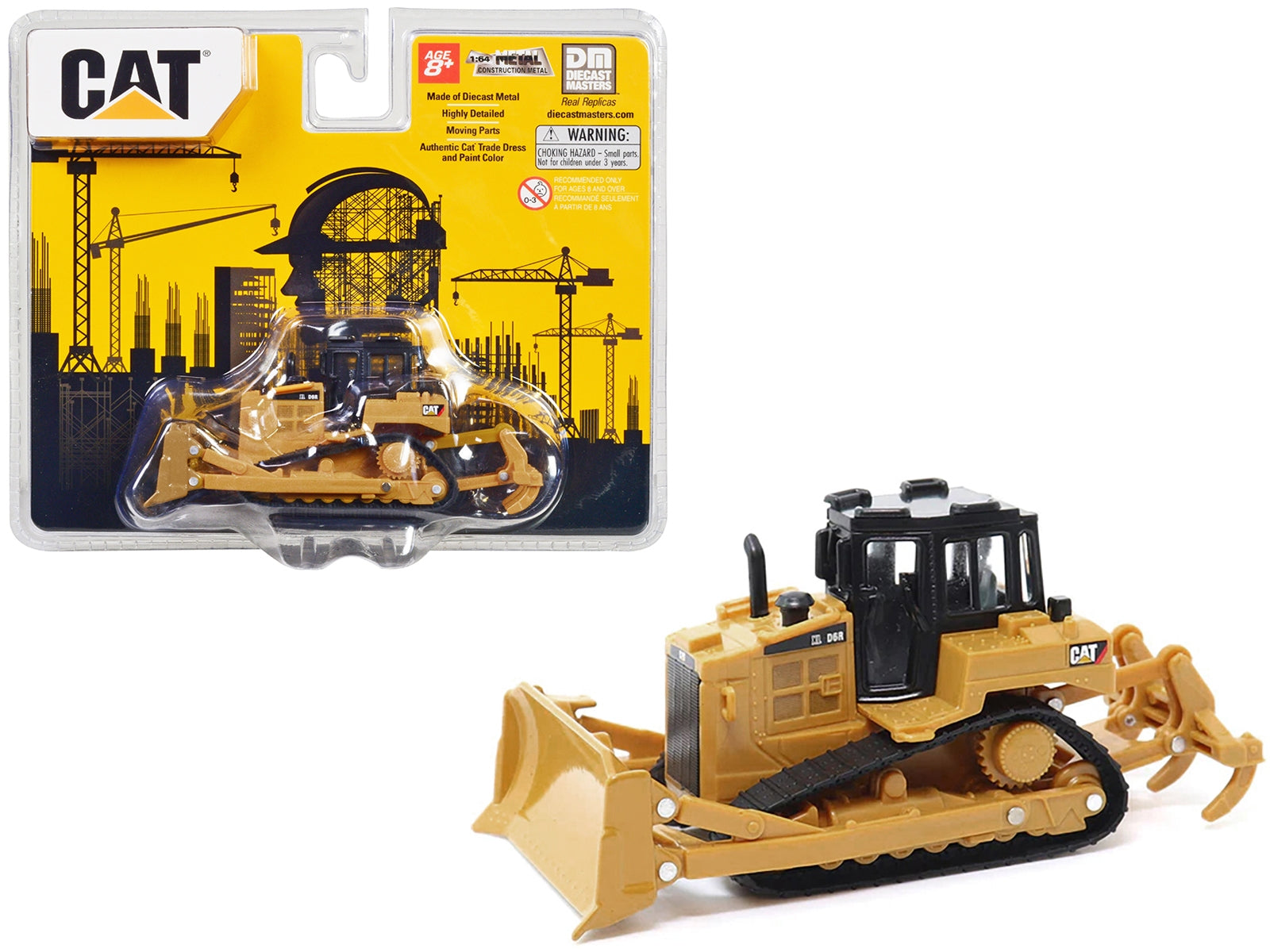 CAT Caterpillar D6R Track-Type Tractor Yellow and Black 1/64 Diecast Model by Diecast Masters Diecast Masters