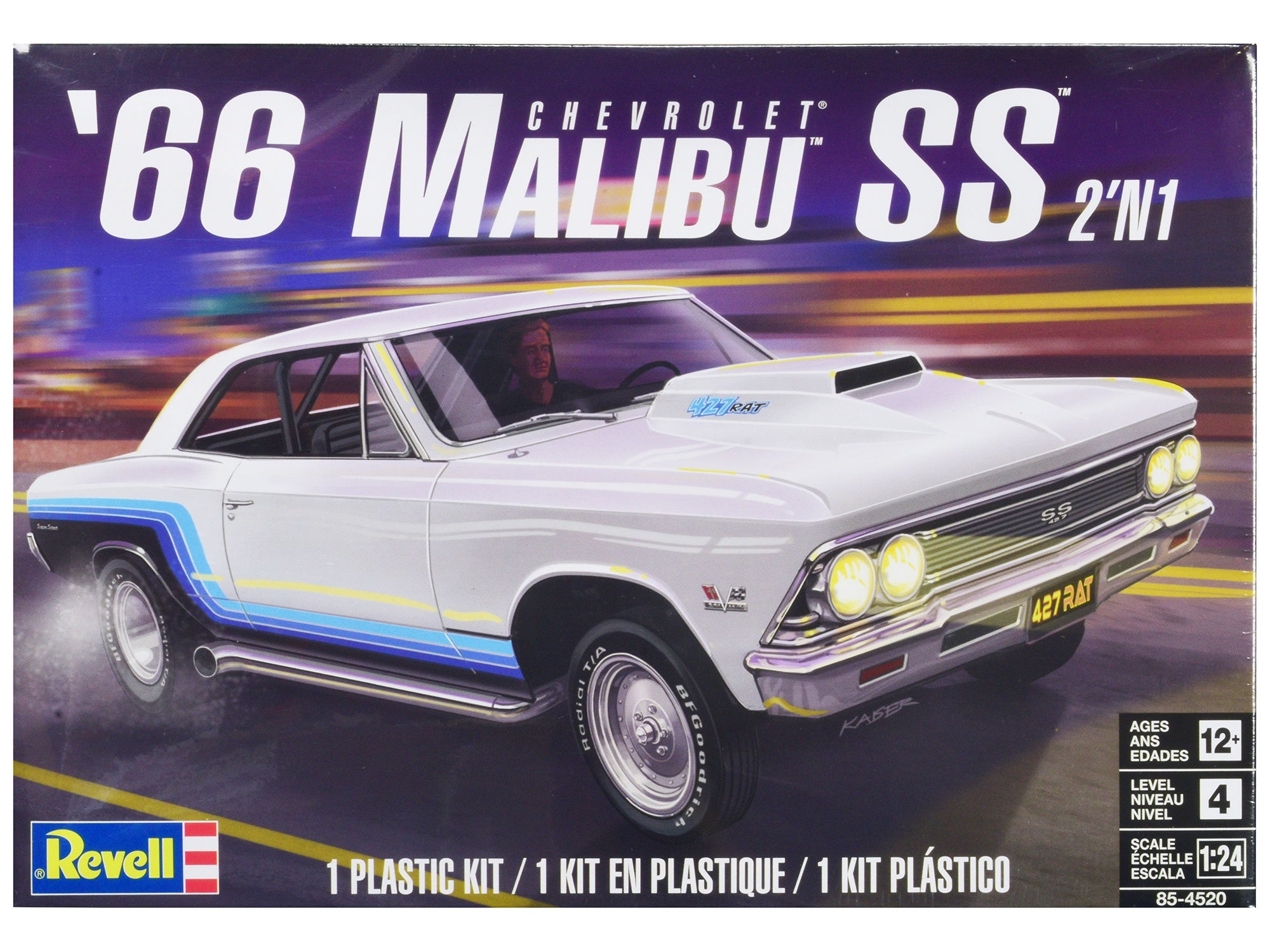 Level 4 Model Kit 1966 Chevrolet Malibu SS 2-in-1 Kit 1/24 Scale Model by Revell Revell