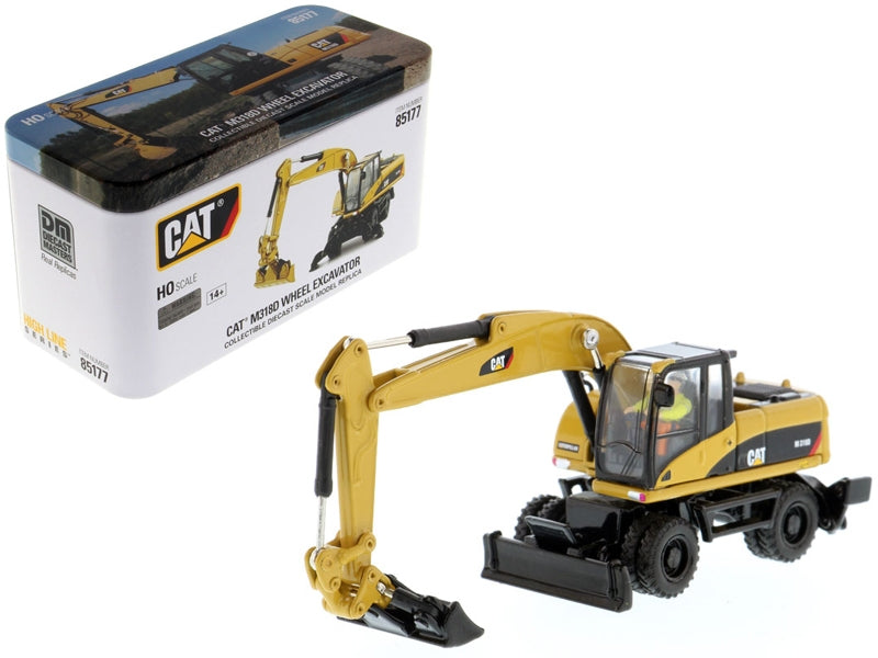 CAT Caterpillar M318D Wheeled Excavator with Operator "High Line" Series 1/87 (HO) Scale Diecast Model by Diecast Masters Diecast Masters